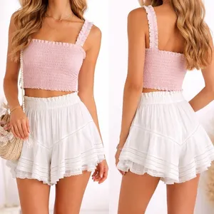 Aerie Rock 'n' Ruffle Skort White Size XS Boho Smocked‎ Tiered Cotton Coquette thumbnail 2