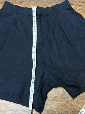 Abercrombie & Fitch Lined Black Linen Blend Pleated Shorts Women's Small Pockets thumbnail 6