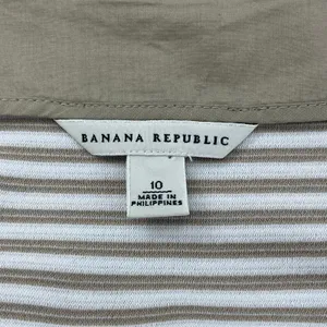 Banana Republic Brown White Striped Midi Dress 10 Sheath Career Workwear Chic thumbnail 5