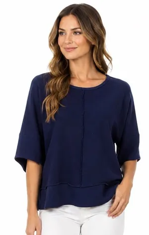 SPANX® Perfect Length Dolman Sleeve Top size Large Navy thumbnail 1