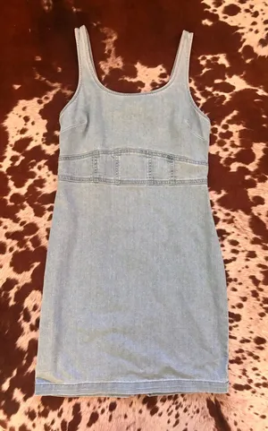 Light‎ Blue Denim Tank Dress with zipper sz medium thumbnail 1