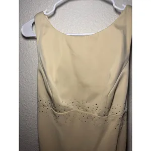 FLAWED‎ Ivory Rhinestone Empire Waist Maxi Gown Dress Size 7/8 Creamy Sleeveless thumbnail 3