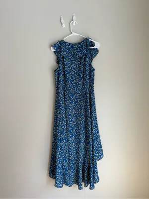 Max Studio Blue Floral Midi Dress with White Accents thumbnail 3