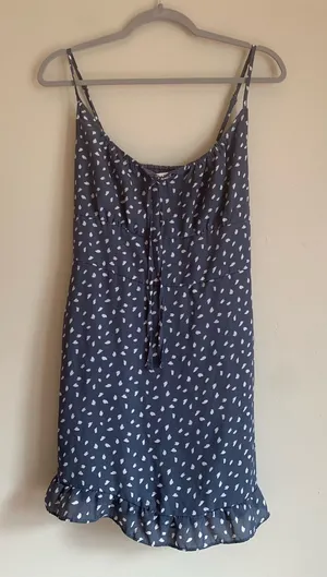 Abercrombie & Fitch Grey Blue Spotted Summer Dress Lightweight Women Size M thumbnail 1