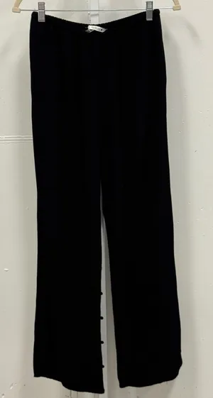 Zara Women's Black‎ Straight Wide Leg Elastic Waist Trousers Pants Lightweight M thumbnail 1