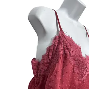Abercrombie Fitch Women Lace Trim‎ Cami M Rose Swiss Dot Romantic Coquette Y2K thumbnail 4
