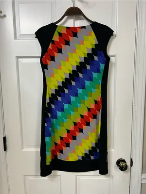Cap-Sleeve Geo Print Sheath Dress in Multicolor thumbnail 3