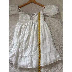 Lulus Cutest Icon White Embroidered Off-the-Shoulder Mini Dress Size Medium NWT thumbnail 6