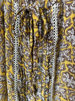 Anthropologie Floral Lace Trim Tank Top Yellow Brown Size 2 thumbnail 4
