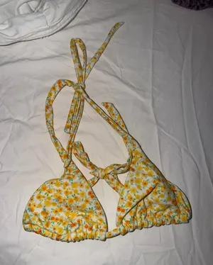 Pacsun Yellow Floral Triangle Bikini Top thumbnail 1