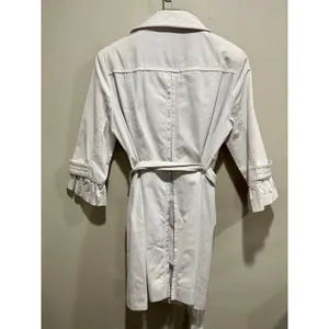 Bebe White Belted Trench Coat Ruffle Cuffs Statement Buttons Size M thumbnail 2