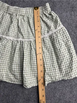 Blosh Womans large light green gingham tiered ruffle cottagecore mini skirt. thumbnail 4