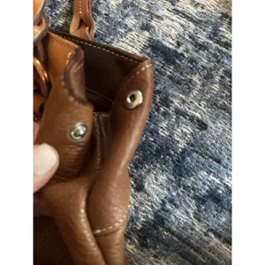Fossil Purse Brown Leather Silver Key Hardware Zip Close Pockets Braided Handle thumbnail 2