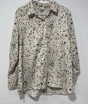 A New Day Dalmatian Dot Print Button-Up Blouse | Size Small thumbnail 1