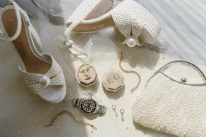 White bridal pearl platform heels Size 7 thumbnail 2
