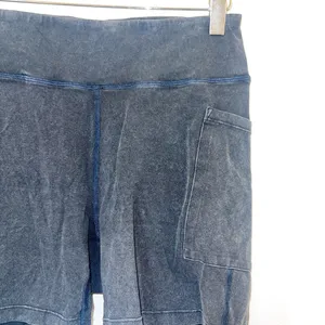 Free people movement off gray black acid wash cotton biker shorts thumbnail 2