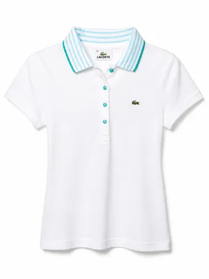 Lacoste Womens White Slim Fit Cotton Stretch Pique Short Sleeve Polo Shirt F4811 thumbnail 2