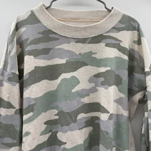 Aerie Good Vibes Oversized Gray Green Camo Print Long Sleeve Sweater Sz‎ M thumbnail 2