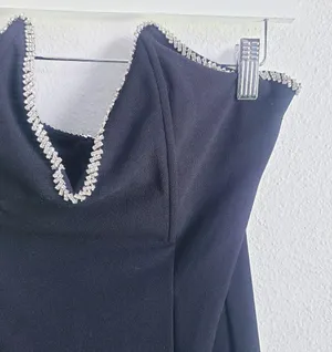 Anthropologie NWT /Minimalist Lovers Commense Rhinestone Trim Mini Dress thumbnail 4