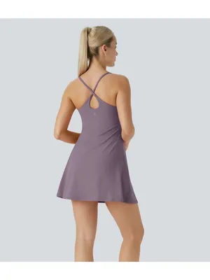 Halara SoftlyZero Plush Backless Active Dress Purple Built in Shorts S thumbnail 3