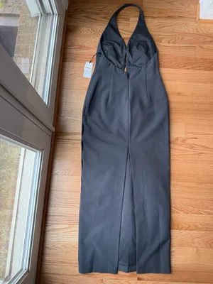 Liv Foster Stretch Crepe Halter Column Gown Grey Size 8 NWT thumbnail 6