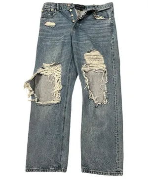 Aeropostale 90s Baggy Button Fly High Rise Ripped Distressed Light Wash Jeans 14 thumbnail 2