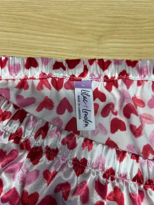 Lilac + London Pink Hearts Satin Shortie Pajama Set Size M NWT thumbnail 12