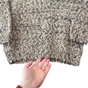 Vintage Shenanigans Marled Knit Popcorn Sweater Mock Neck Tan Black‎ Indie Boho thumbnail 7