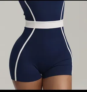 Women’s Navy Blue Contrast Trim Sleeveless Romper thumbnail 3