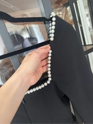 Odd Muse London Pearls Mini Dress Black square neck long sleeve thumbnail 11
