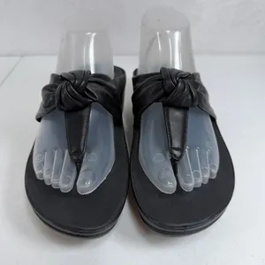 FitFlop 7.5 Twiss II Knotstrap All Black Wedge Platform Microwobbleboard FJ2-090 thumbnail 5