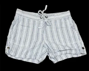 Per Se Linen Blend White and Blue Cargo Shorts Relaxed Fit Size Medium thumbnail 2