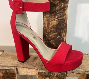 Dream Paris heels woman’s red chunky fashion ankle strap platform shoe New Sz 7 thumbnail 5