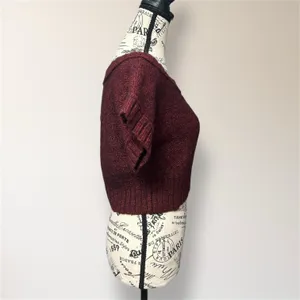 Hollister M Burgundy Wood Blend Off Shoulder Knit‎ Crop Top Short Sleeve Y2K thumbnail 3