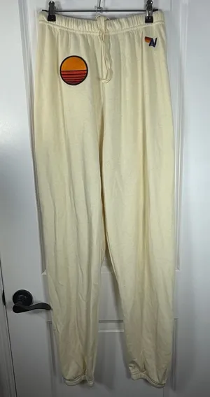 Aviator Nation Sunset Patch Sweatpants in Vintage White thumbnail 1