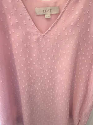 Ann Taylor LOFT Pink Ruffled Blouse Size Medium thumbnail 2