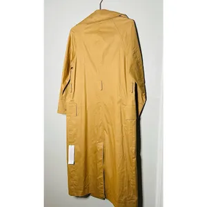 NWT Top Shop Tan Black Button Front Pockets Long Trench Coat Lightweight Size 2 thumbnail 3