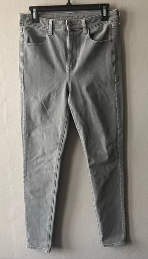 American Eagle Grey Super Hi Rise Jeggings Size 10 thumbnail 1
