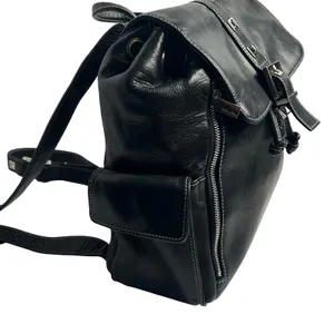 Perlina Black Genuine Leather Backpack Vintage 90s Buckle Moto Y2K Bag thumbnail 2