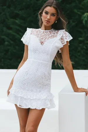 Selfie Leslie White Mini Lace Dress thumbnail 1