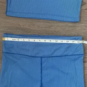 Nautica Blue Ribbed Biker Short Set Crop Top‎ Athleisure Gym Pilates Size M NWT thumbnail 8