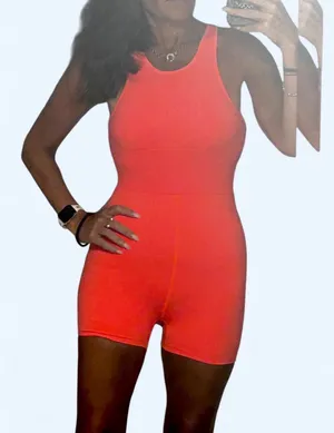 FP Movement Good Karma Seamless Romper Neon Coral M/L NWOT thumbnail 1