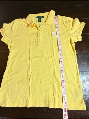 Lauren Ralph Lauren Vintage Women's Yellow Preppy Embroidered‎ Crest Polo Size M thumbnail 7