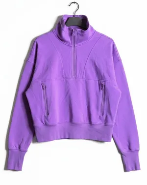 Old Navy Active Women's Medium Purple Quarter Zip Crop Sweatshirt Zipper Pockets thumbnail 1