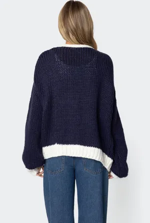 Edikted contrast chunky knit cardigan thumbnail 2