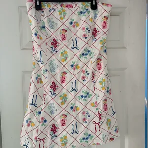 Jessica Simpson Medium Ribbon Floral Strapless Linen Blend Lined Dress thumbnail 3