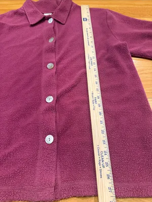 L.L.Bean fleece button down cardigan size large . Pink thumbnail 5