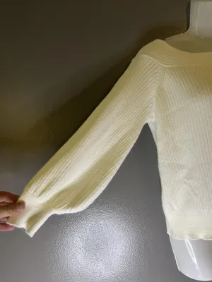 Moth Anthropologie Sweater Womens Small White Boat Neck Balloon Sleeve Knit thumbnail 4
