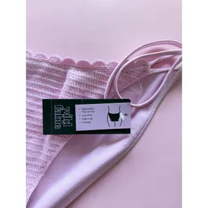 Wild Fable Pink Gingham Triangle Bikini Top and Scalloped Side Tie Bottoms Set M thumbnail 3