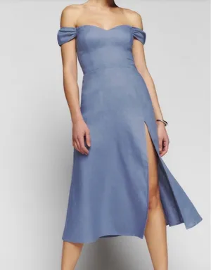 Reformation Bridgton Off-The-Shoulder Linen Dress thumbnail 3